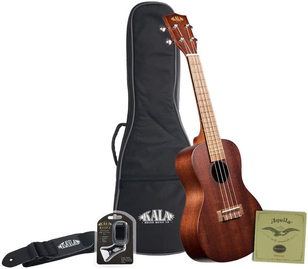 Kala KA-15 Concert Ukulele Bundle with Gig Bag, Tuner, Strap & String